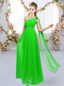 Comfortable One Shoulder Lace Up Beading and Hand Made Flower Quinceanera Court Dresses Sleeveless