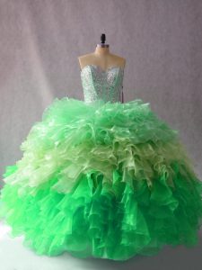 Dazzling Floor Length Lace Up Quinceanera Dresses Multi-color for Sweet 16 and Quinceanera with Beading and Ruffles