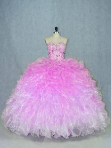 Exquisite Floor Length Multi-color Vestidos de Quinceanera Organza Sleeveless Beading and Ruffles