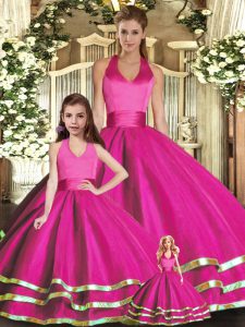 Charming Fuchsia Sweet 16 Dress Organza Sleeveless Ruffled Layers