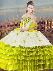 Sweetheart Sleeveless Lace Up Sweet 16 Quinceanera Dress Olive Green Organza