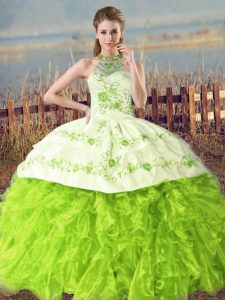 Perfect Sleeveless Organza Court Train Lace Up Vestidos de Quinceanera for Sweet 16 and Quinceanera