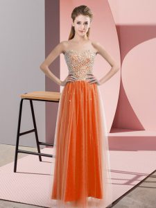 Dynamic Orange Red Sleeveless Tulle Lace Up Prom Party Dress for Prom and Party
