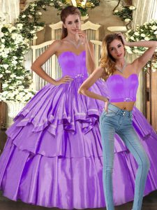 Sumptuous Sweetheart Sleeveless Satin Quinceanera Dresses Ruffled Layers Backless
