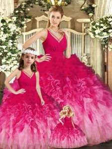 Multi-color Sleeveless Tulle Backless Quince Ball Gowns for Sweet 16 and Quinceanera
