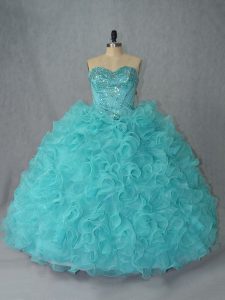 Sleeveless Beading and Ruffles Lace Up Quinceanera Gowns