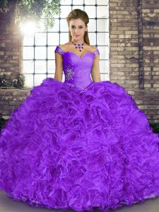 Sleeveless Beading and Ruffles Lace Up Ball Gown Prom Dress