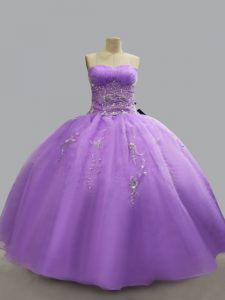 Clearance Lavender Sweetheart Neckline Beading Quinceanera Gowns Sleeveless Lace Up
