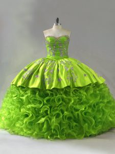 Elegant Lace Up Sweet 16 Dress Embroidery Sleeveless Court Train
