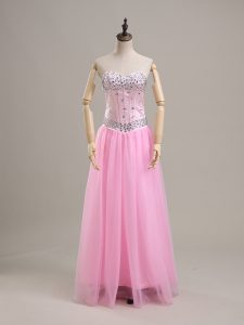 Noble Sweetheart Sleeveless Tulle Prom Evening Gown Beading Lace Up