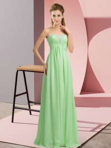 Elegant Chiffon Sweetheart Sleeveless Lace Up Beading Prom Evening Gown in Apple Green