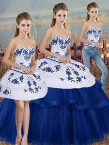 Sweetheart Sleeveless Lace Up 15th Birthday Dress Royal Blue Tulle
