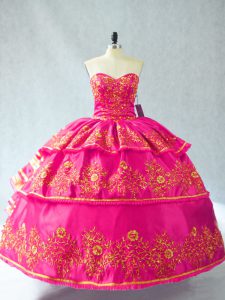 Noble Hot Pink Sleeveless Organza Lace Up Vestidos de Quinceanera for Sweet 16 and Quinceanera