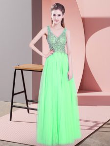 Trendy Sleeveless Floor Length Beading Zipper Dress for Prom