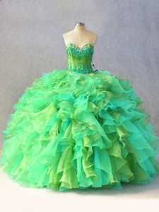 Charming Organza Sweetheart Sleeveless Lace Up Beading and Ruffles Vestidos de Quinceanera in Multi-color