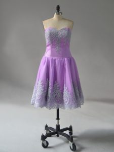 Super A-line Homecoming Dress Lavender Sweetheart Tulle Sleeveless Mini Length Lace Up
