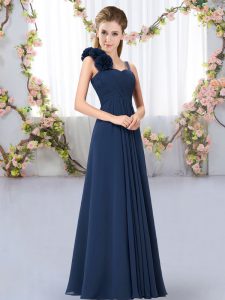 Stunning Chiffon Sleeveless Floor Length Quinceanera Dama Dress and Hand Made Flower