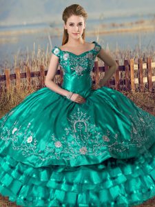 Floor Length Ball Gowns Sleeveless Turquoise Sweet 16 Quinceanera Dress Lace Up