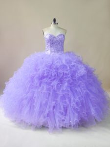 Smart Sweetheart Sleeveless Lace Up Sweet 16 Dresses Lavender Tulle