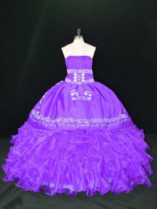 Hot Selling Ball Gowns Sweet 16 Quinceanera Dress Lavender Strapless Organza Sleeveless Floor Length Lace Up