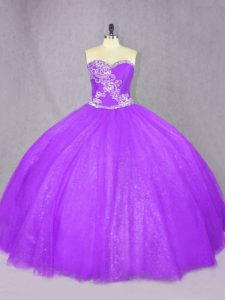 Floor Length Ball Gowns Sleeveless Lavender Quinceanera Gown Lace Up
