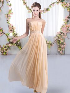 Flirting Sleeveless Sweep Train Beading Lace Up Dama Dress