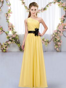 Gold One Shoulder Zipper Belt Vestidos de Damas Sleeveless