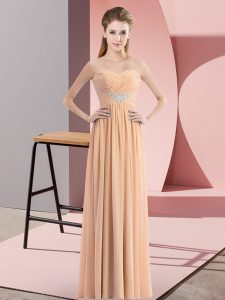 Unique Chiffon Sweetheart Sleeveless Zipper Beading Prom Dress in Peach