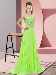 Eye-catching Sleeveless Chiffon Floor Length Side Zipper Prom Dresses in with Beading
