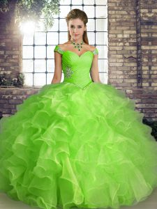 Sleeveless Organza Lace Up Sweet 16 Dress for Military Ball and Sweet 16 and Quinceanera