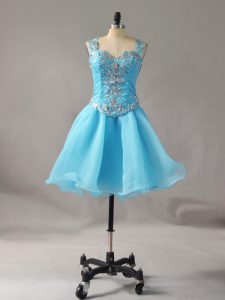 Organza Sleeveless Mini Length Prom Dress and Beading