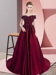 Fashion A-line Sleeveless Wine Red Quinceanera Gowns Court Train Zipper