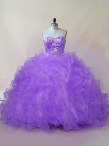 Vintage Lavender Sleeveless Beading and Ruffles Sweet 16 Quinceanera Dress