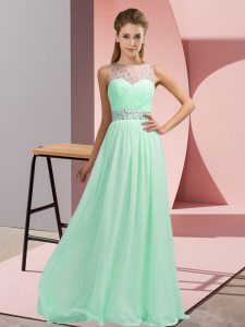 Apple Green Backless Prom Dress Beading Sleeveless Floor Length