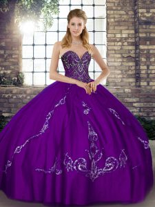 Excellent Sleeveless Beading and Embroidery Lace Up Quinceanera Dress