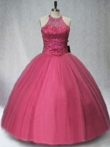 Modern Sleeveless Lace Up Floor Length Beading Ball Gown Prom Dress