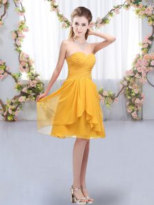 Sweetheart Sleeveless Chiffon Quinceanera Court Dresses Ruffles and Ruching Lace Up