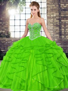 Sweetheart Lace Up Beading and Ruffles Quinceanera Dress Sleeveless