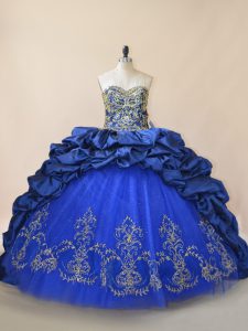 Custom Made Royal Blue Sweetheart Neckline Beading Quinceanera Dress Sleeveless Lace Up
