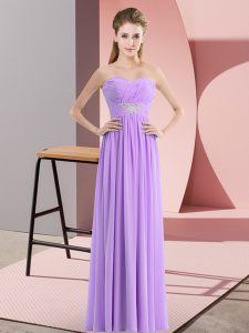 Designer Lavender Zipper Sweetheart Beading Dress for Prom Chiffon Sleeveless