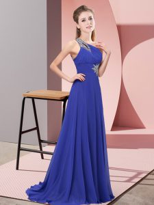 Purple Evening Dress Beading Sleeveless Floor Length