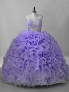 Pretty Lavender Sweetheart Neckline Beading 15th Birthday Dress Sleeveless Lace Up