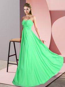 Green Lace Up Sweetheart Ruching Prom Party Dress Chiffon Sleeveless