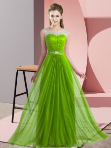 Extravagant Chiffon Lace Up Damas Dress Sleeveless Floor Length Beading