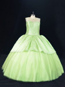 Fantastic Sleeveless Lace Up Floor Length Beading 15 Quinceanera Dress