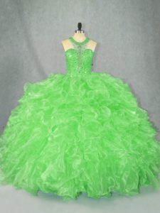 Custom Design Sleeveless Organza Zipper Quinceanera Gown for Sweet 16 and Quinceanera