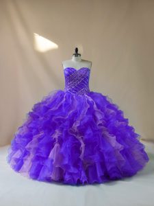 Latest Multi-color Lace Up Sweet 16 Quinceanera Dress Beading and Ruffles Sleeveless Floor Length