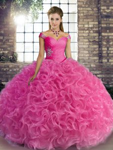 Delicate Fabric With Rolling Flowers Sleeveless Floor Length Quinceanera Gown and Beading