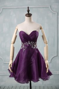 Romantic Mini Length A-line Sleeveless Purple Homecoming Dress Lace Up