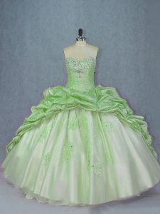 Vintage Lace Up 15 Quinceanera Dress for Sweet 16 and Quinceanera with Beading and Appliques and Pick Ups Brush Train